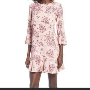 Leith Pink Floral Flounce Dress